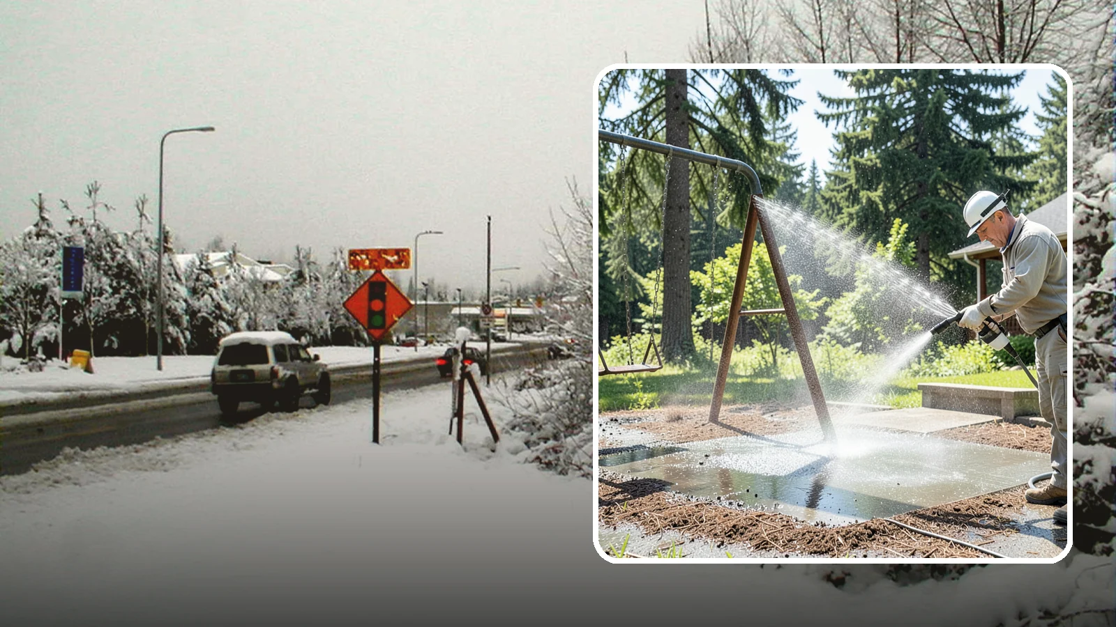 Swing Set Washing in Newcastle, King County, WA - Wash metal and wood swing sets to clear the mildew, rust film, and grime that build up outdoors.