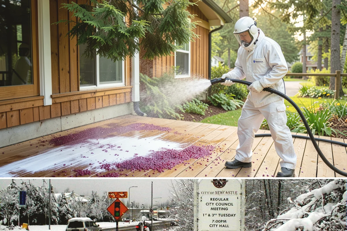 Swing Set Washing in Newcastle, King County, WA - Spring is the right time to wash off the winter's mildew and get the swing set ready for the active summer months.