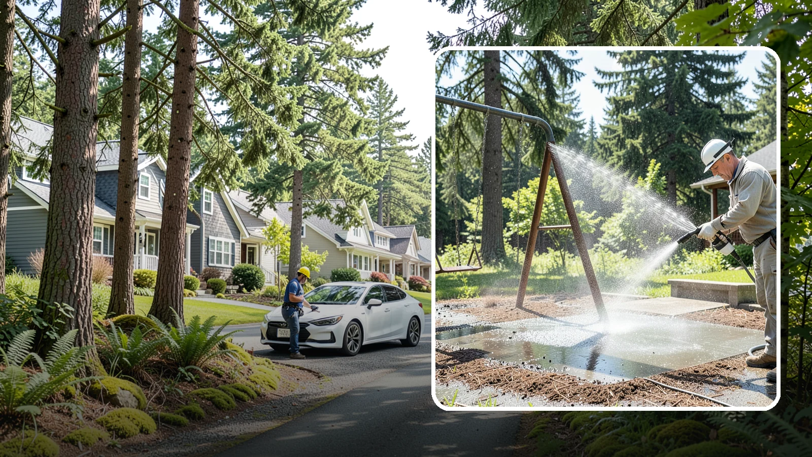 Swing Set Washing in Normandy Park, King County, WA - Wash metal and wood swing sets to clear the mildew, rust film, and grime that build up outdoors.