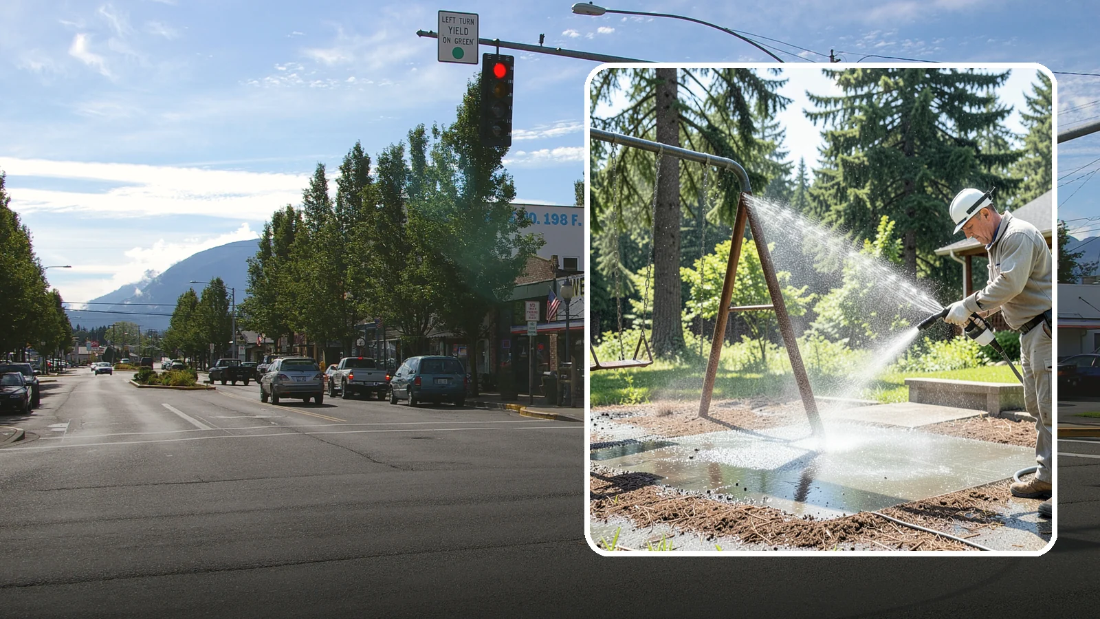Swing Set Washing in North Bend, King County, WA - Wash metal and wood swing sets to clear the mildew, rust film, and grime that build up outdoors.