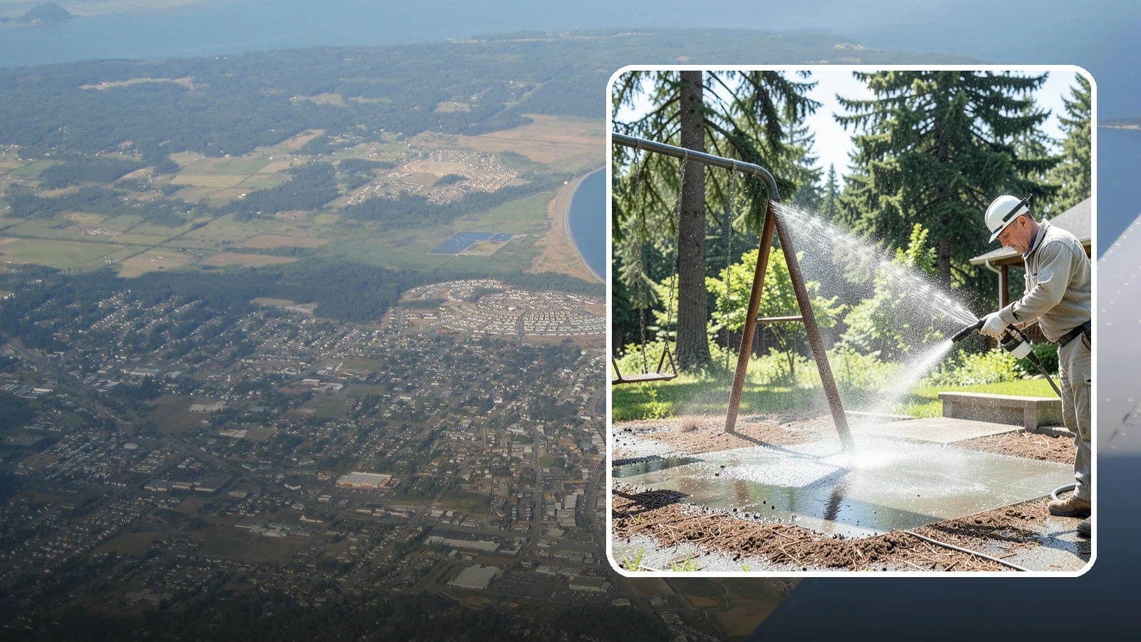 Swing Set Washing in Oak Harbor, Island County, WA - Wash metal and wood swing sets to clear the mildew, rust film, and grime that build up outdoors.