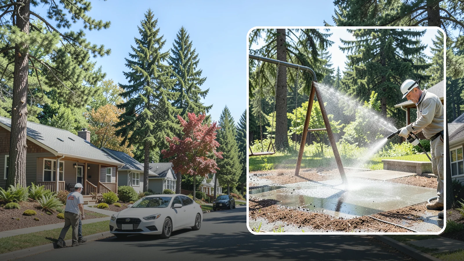 Swing Set Washing in Orting, Pierce County, WA - Wash metal and wood swing sets to clear the mildew, rust film, and grime that build up outdoors.