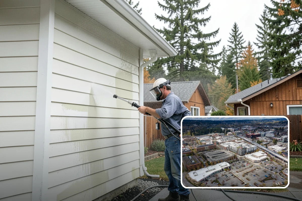 Swing Set Washing in Redmond, King County, WA - Clears mildew from wood frames and grime from metal