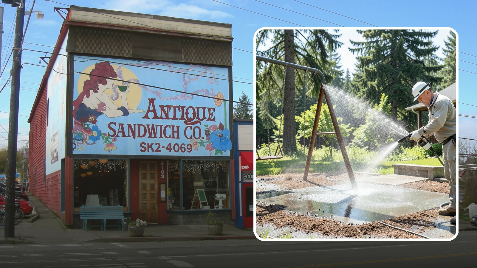 Swing Set Washing in Ruston, Pierce County, WA - Wash metal and wood swing sets to clear the mildew, rust film, and grime that build up outdoors.