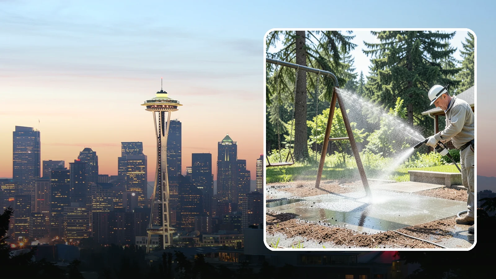 Swing Set Washing in Seattle, King County, WA - Wash metal and wood swing sets to clear the mildew, rust film, and grime that build up outdoors.