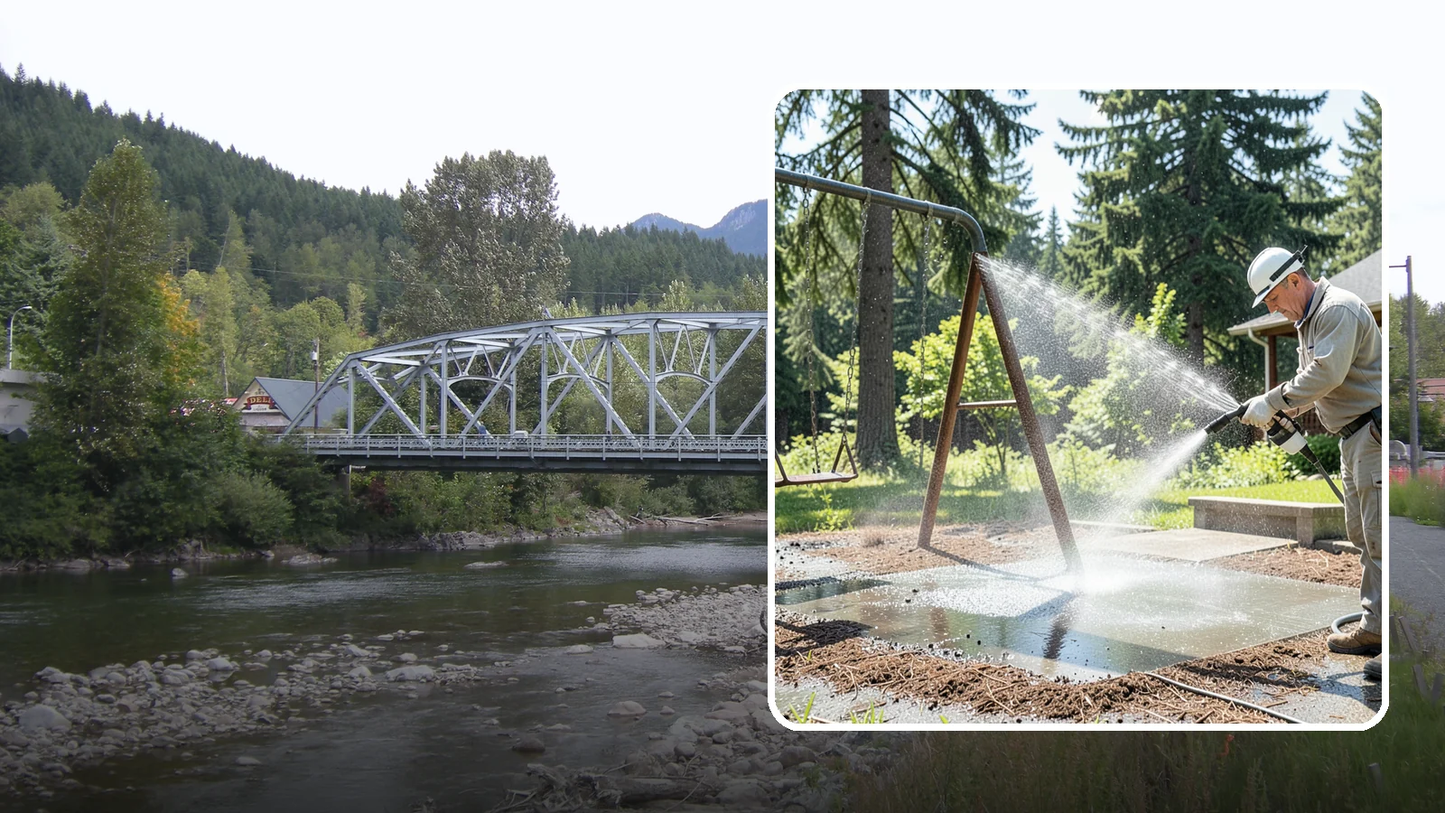 Swing Set Washing in Skykomish, King County, WA - Wash metal and wood swing sets to clear the mildew, rust film, and grime that build up outdoors.