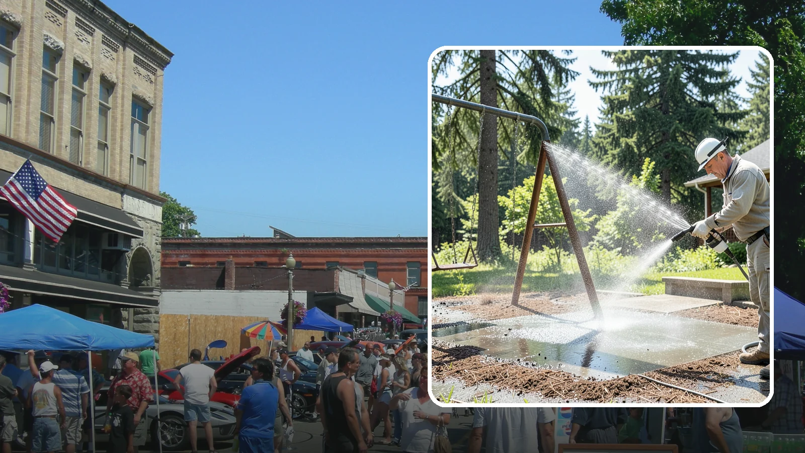 Swing Set Washing in Snohomish, Snohomish County, WA - Wash metal and wood swing sets to clear the mildew, rust film, and grime that build up outdoors.