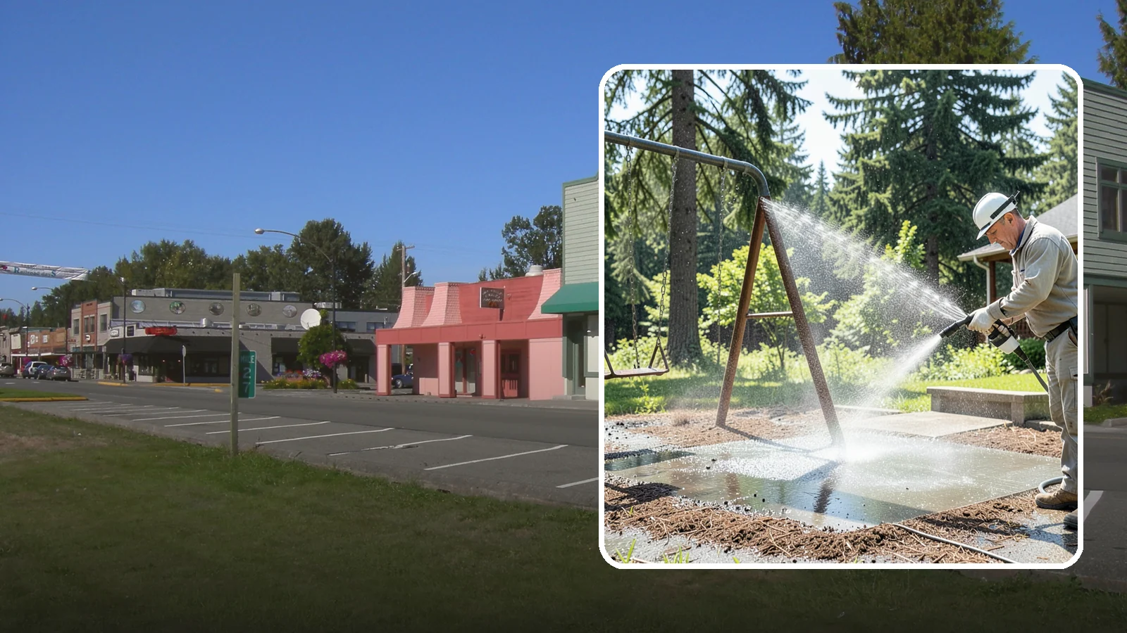 Swing Set Washing in Snoqualmie, King County, WA - Wash metal and wood swing sets to clear the mildew, rust film, and grime that build up outdoors.