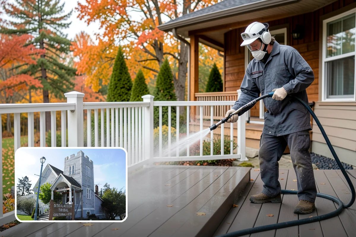 Swing Set Washing in Steilacoom, Pierce County, WA - Clears mildew from wood frames and grime from metal
