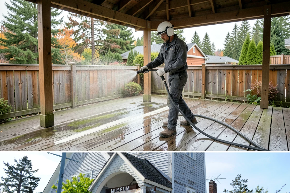 Swing Set Washing in Steilacoom, Pierce County, WA - Spring is the right time to wash off the winter's mildew and get the swing set ready for the active summer months.