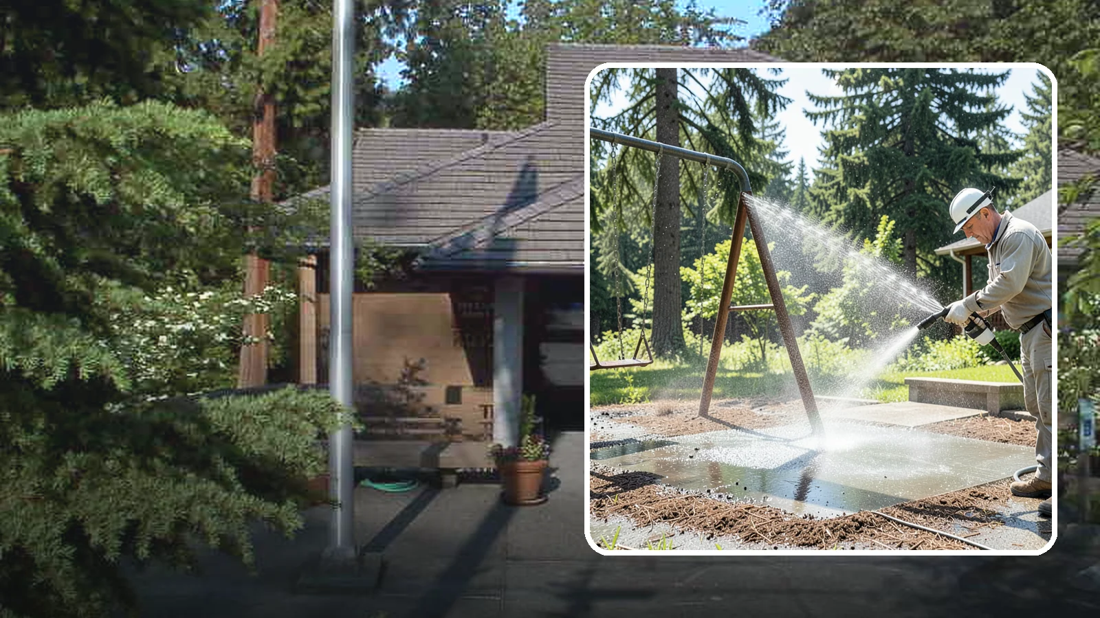 Swing Set Washing in Yarrow Point, King County, WA - Wash metal and wood swing sets to clear the mildew, rust film, and grime that build up outdoors.