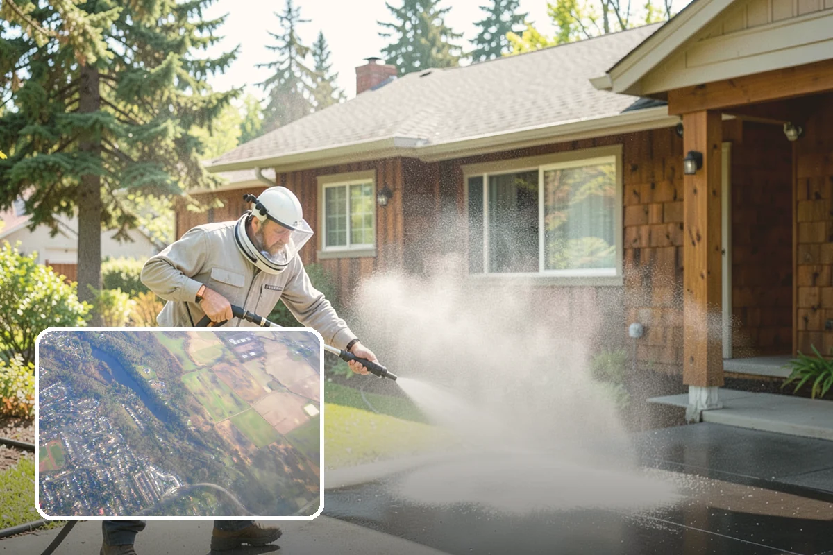 Tennis Court Cleaning in Algona, King County, WA - Removes algae film without abrading the acrylic texture