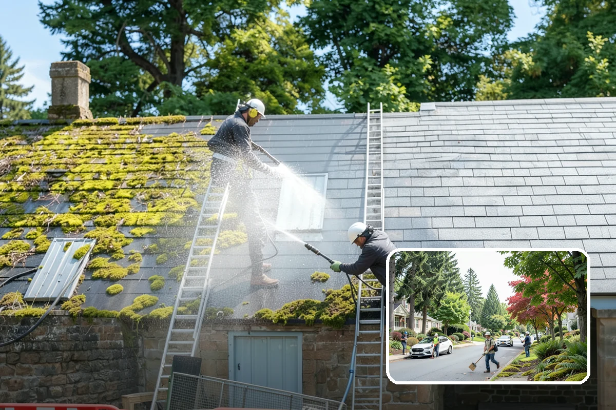 Tennis Court Cleaning in Beaux Arts Village, King County, WA - Removes algae film without abrading the acrylic texture