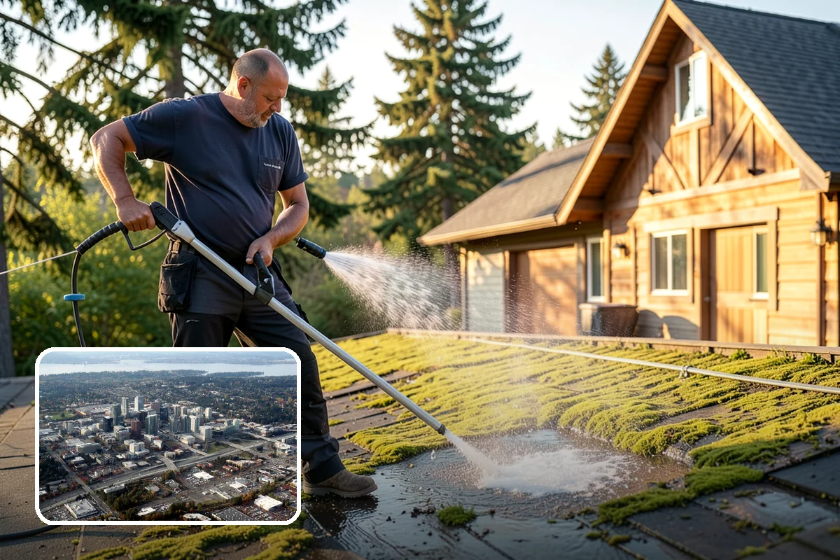 Tennis Court Cleaning in Bellevue, King County, WA - Removes algae film without abrading the acrylic texture