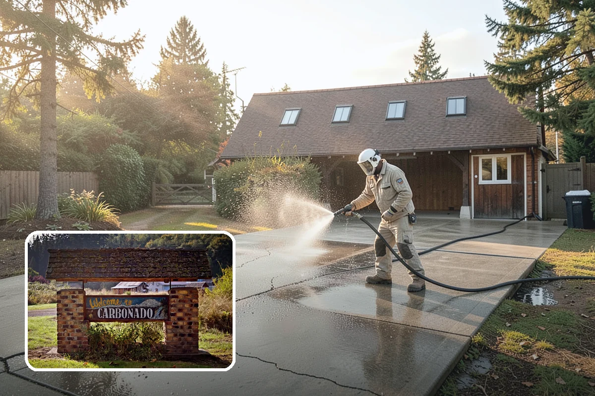Tennis Court Cleaning in Carbonado, Pierce County, WA - Removes algae film without abrading the acrylic texture