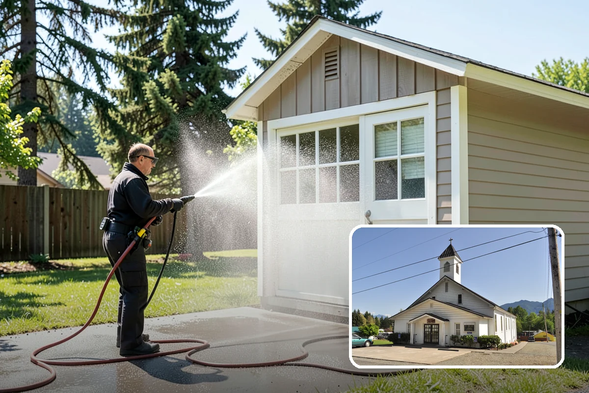 Tennis Court Cleaning in Concrete, Skagit County, WA - Removes algae film without abrading the acrylic texture