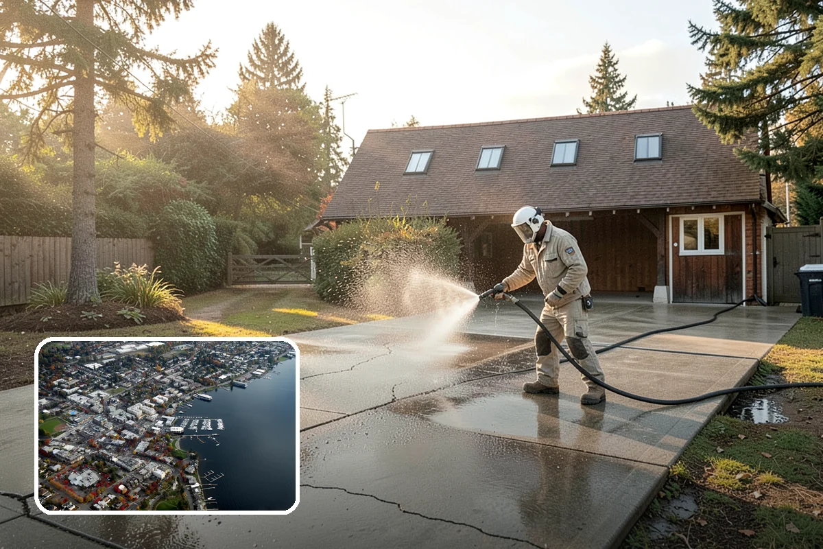 Tennis Court Cleaning in Kirkland, King County, WA - Removes algae film without abrading the acrylic texture
