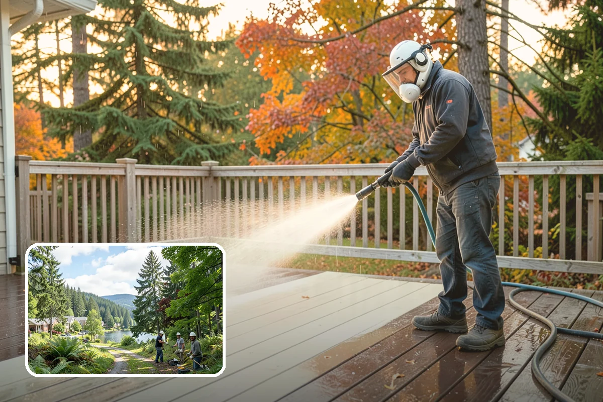 Tennis Court Cleaning in Lake Forest Park, King County, WA - Removes algae film without abrading the acrylic texture
