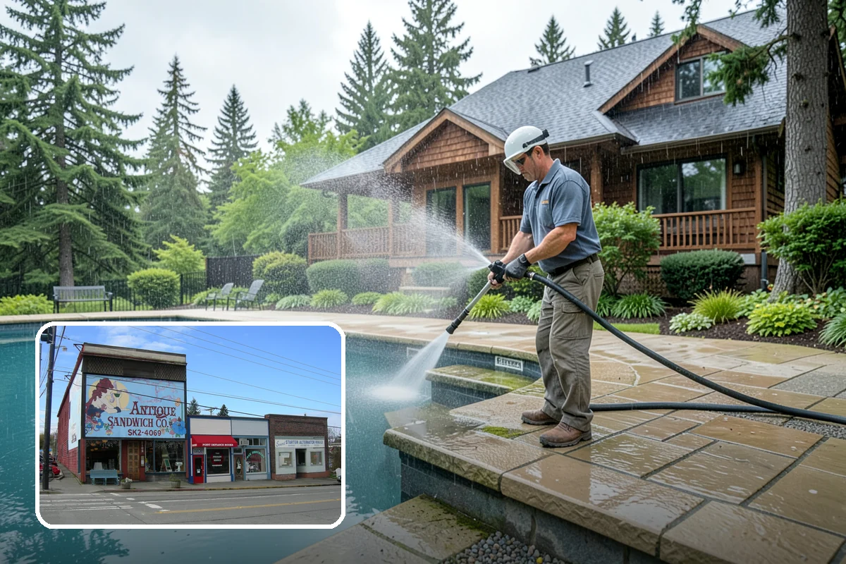 Tennis Court Cleaning in Ruston, Pierce County, WA - Removes algae film without abrading the acrylic texture