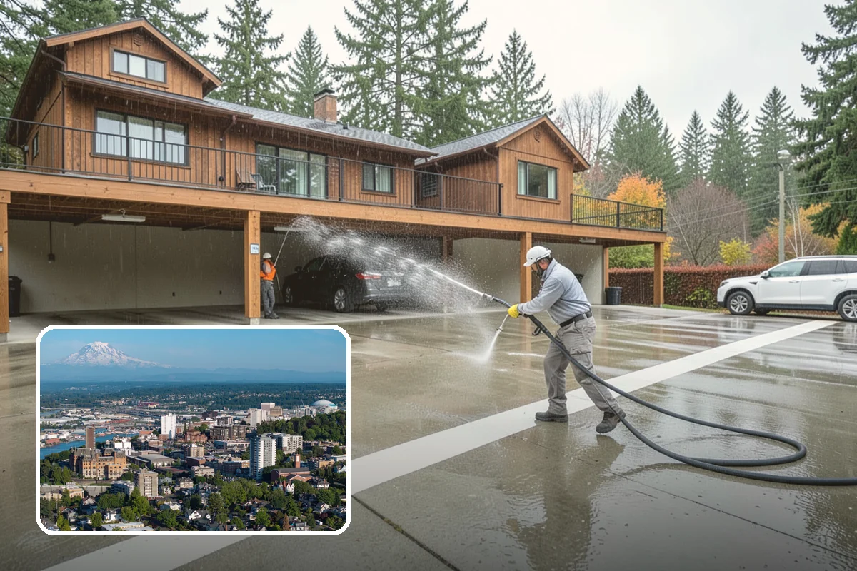 Tennis Court Cleaning in Tacoma, Pierce County, WA - Removes algae film without abrading the acrylic texture