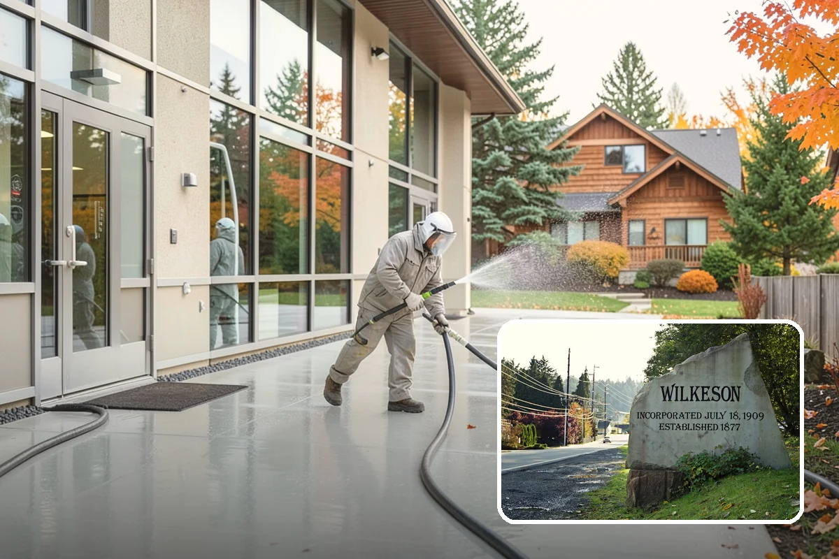 Tennis Court Cleaning in Wilkeson, Pierce County, WA - Removes algae film without abrading the acrylic texture