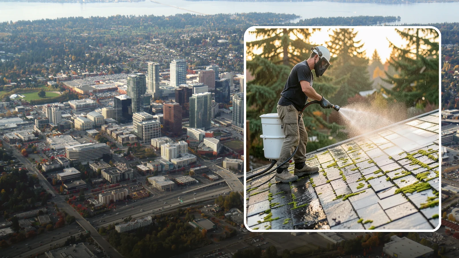 Tile Roof Cleaning in Bellevue, King County, WA - Detailed cleaning for concrete and clay tile roofs that clears moss and algae from every contour and valley.