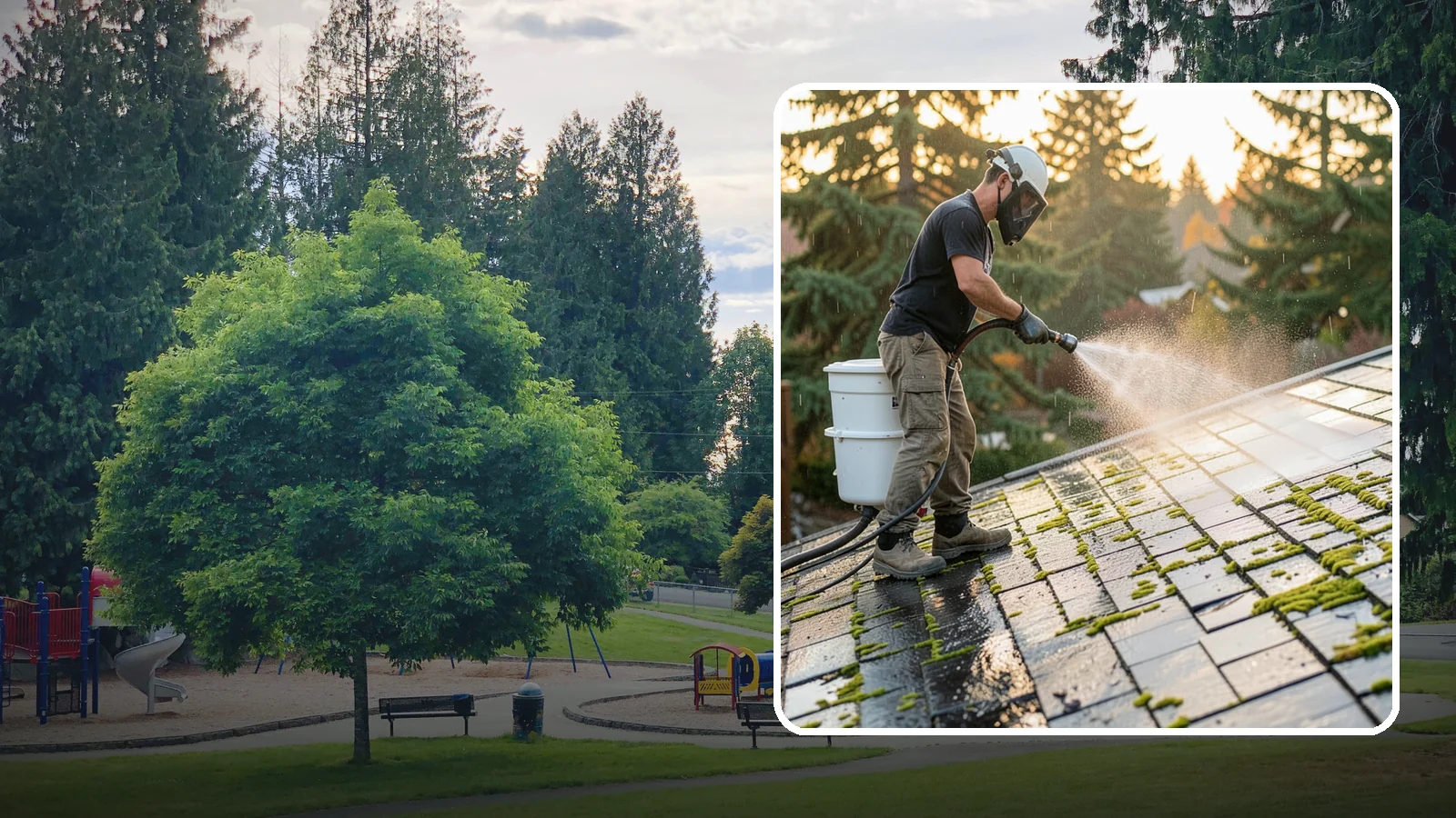 Tile Roof Cleaning in Bonney Lake, Pierce County, WA - Detailed cleaning for concrete and clay tile roofs that clears moss and algae from every contour and valley.