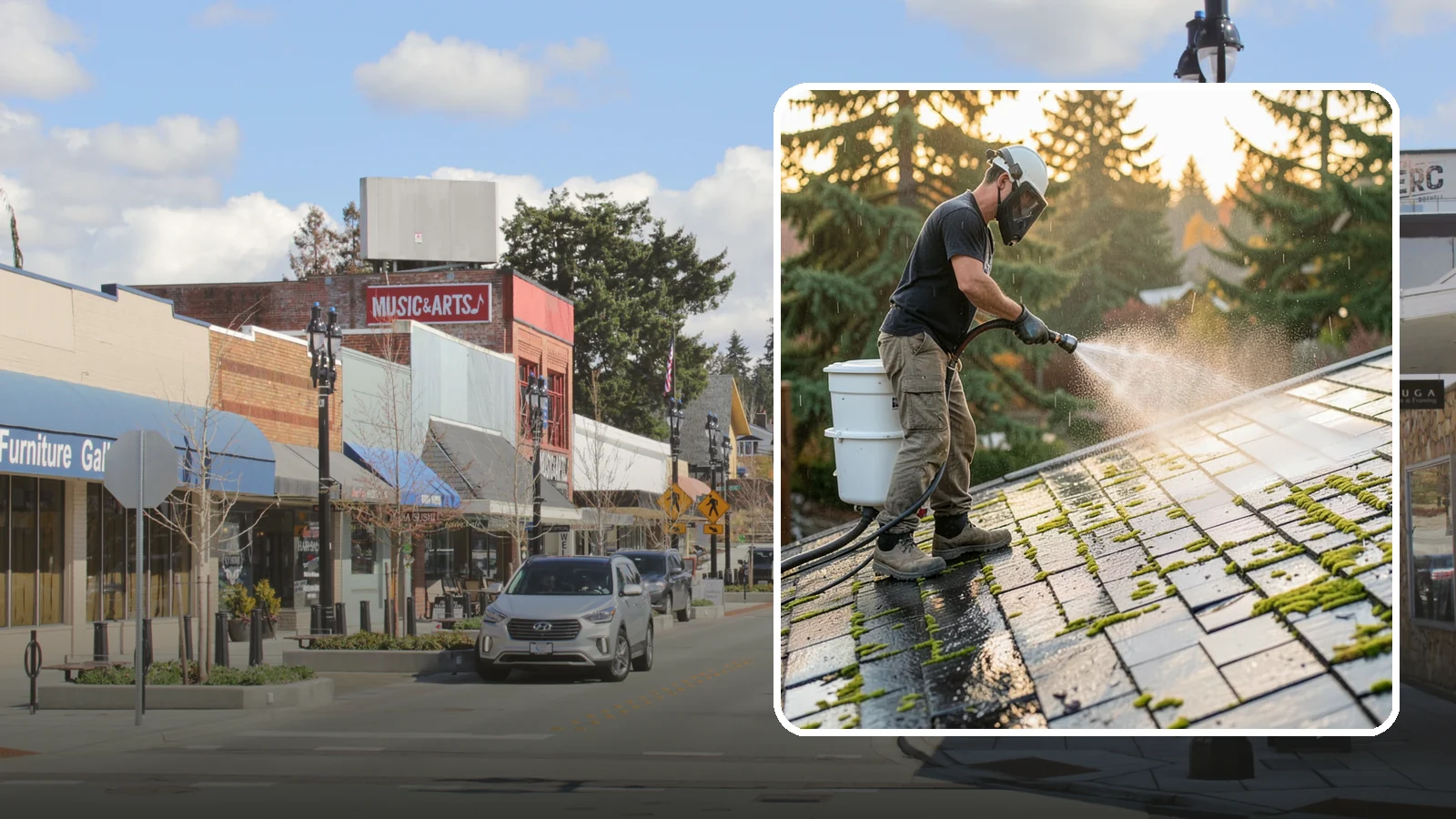 Tile Roof Cleaning in Bothell, King County, WA - Detailed cleaning for concrete and clay tile roofs that clears moss and algae from every contour and valley.