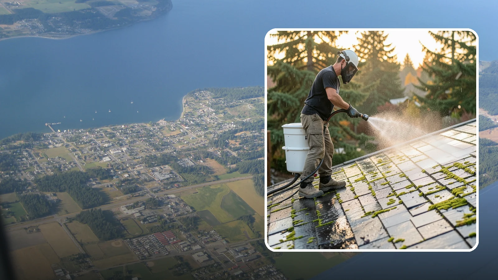 Tile Roof Cleaning in Coupeville, Island County, WA - Detailed cleaning for concrete and clay tile roofs that clears moss and algae from every contour and valley.