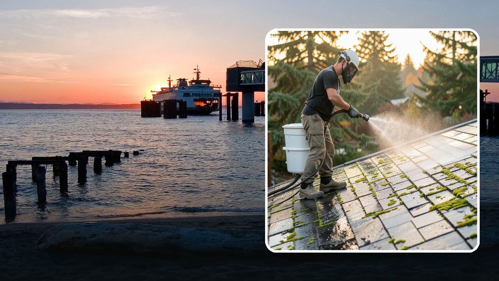 Tile Roof Cleaning in Edmonds, Snohomish County, WA - Detailed cleaning for concrete and clay tile roofs that clears moss and algae from every contour and valley.