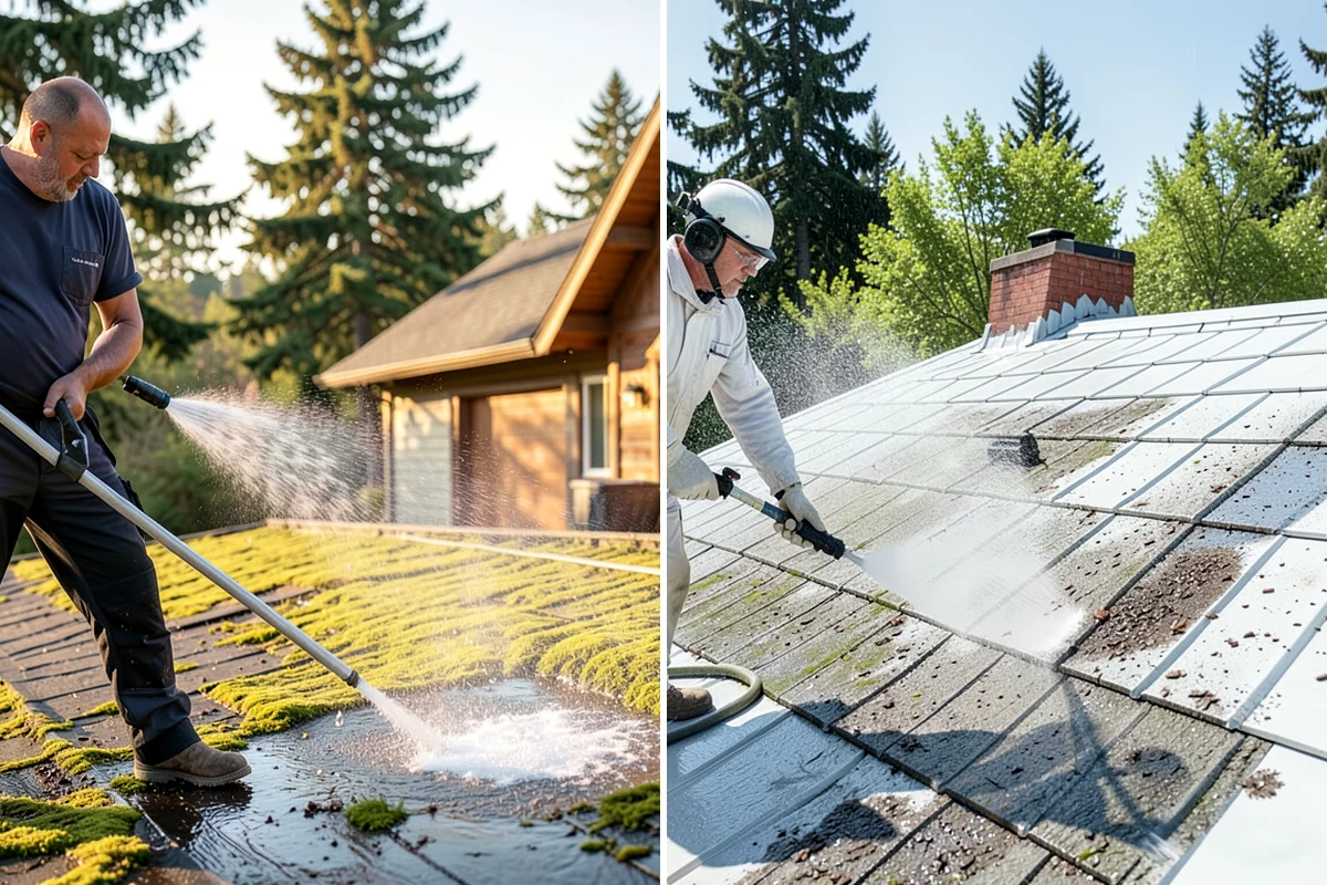 Tile Roof Cleaning in Enumclaw, King County, WA - Evaluate tile condition and locate cracked or slipped pieces