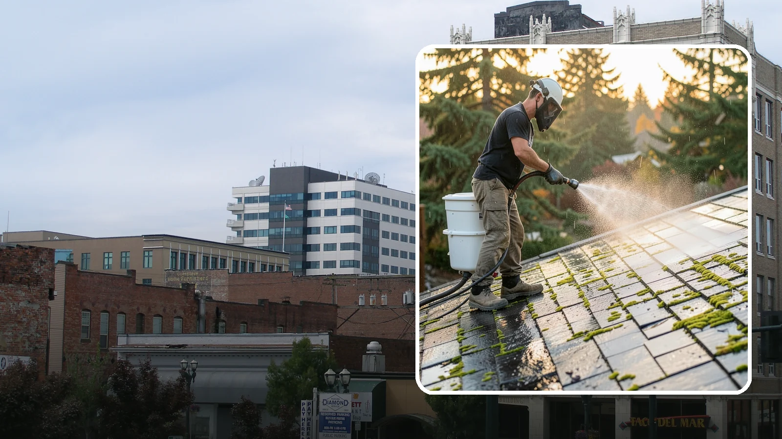 Tile Roof Cleaning in Everett, Snohomish County, WA - Detailed cleaning for concrete and clay tile roofs that clears moss and algae from every contour and valley.