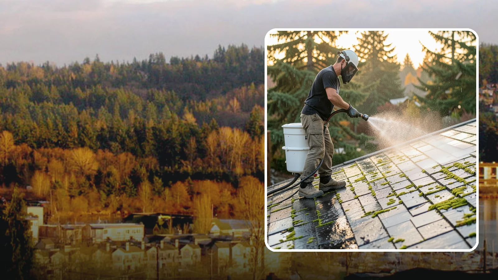 Tile Roof Cleaning in Kenmore, King County, WA - Detailed cleaning for concrete and clay tile roofs that clears moss and algae from every contour and valley.