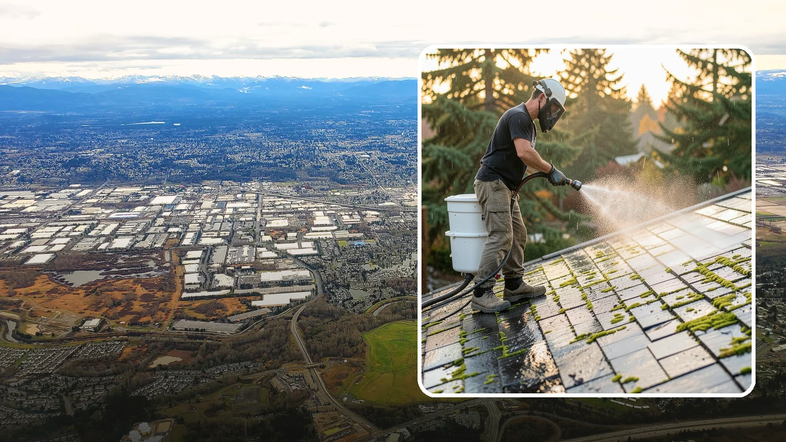 Tile Roof Cleaning in Kent, King County, WA - Detailed cleaning for concrete and clay tile roofs that clears moss and algae from every contour and valley.