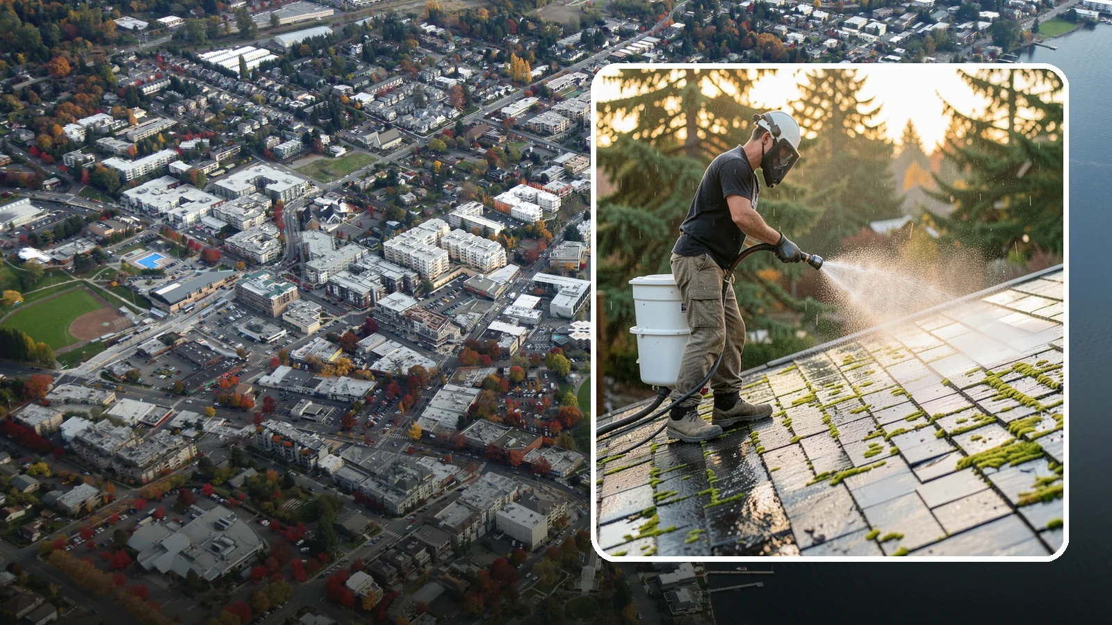 Tile Roof Cleaning in Kirkland, King County, WA - Detailed cleaning for concrete and clay tile roofs that clears moss and algae from every contour and valley.