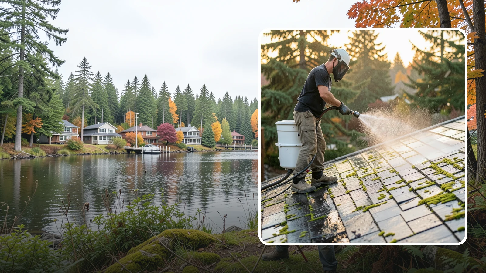Tile Roof Cleaning in La Conner, Skagit County, WA - Detailed cleaning for concrete and clay tile roofs that clears moss and algae from every contour and valley.