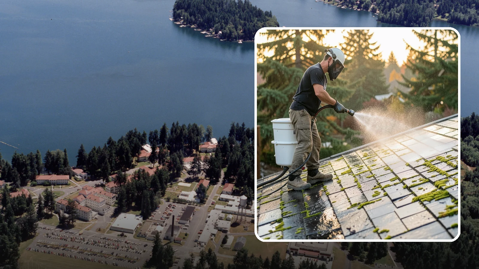 Tile Roof Cleaning in Lakewood, Pierce County, WA - Detailed cleaning for concrete and clay tile roofs that clears moss and algae from every contour and valley.