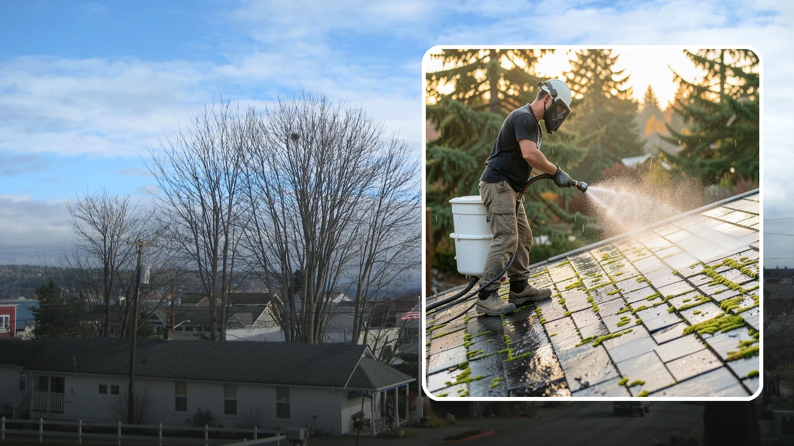 Tile Roof Cleaning in Langley, Island County, WA - Detailed cleaning for concrete and clay tile roofs that clears moss and algae from every contour and valley.