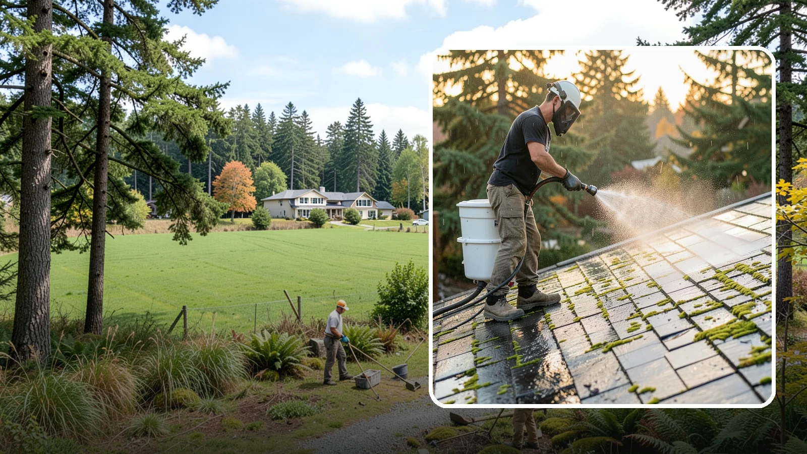 Tile Roof Cleaning in Lyman, Skagit County, WA - Detailed cleaning for concrete and clay tile roofs that clears moss and algae from every contour and valley.