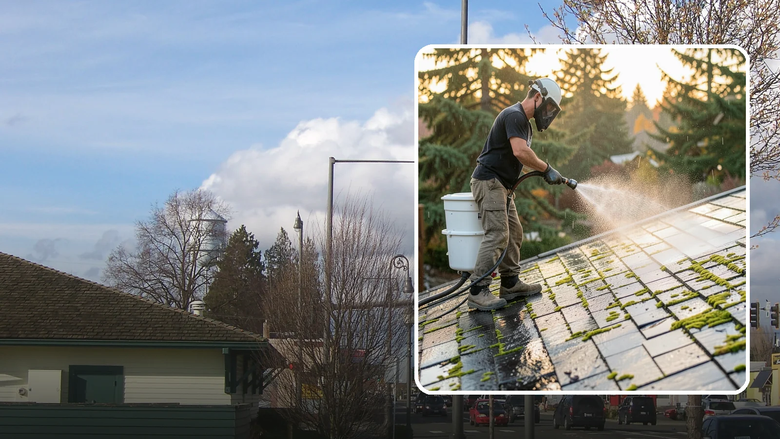 Tile Roof Cleaning in Marysville, Snohomish County, WA - Detailed cleaning for concrete and clay tile roofs that clears moss and algae from every contour and valley.