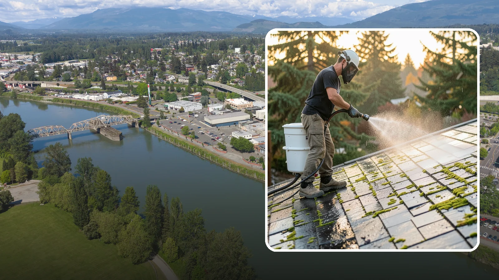 Tile Roof Cleaning in Mount Vernon, Skagit County, WA - Detailed cleaning for concrete and clay tile roofs that clears moss and algae from every contour and valley.
