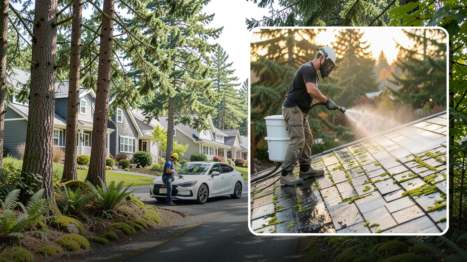 Tile Roof Cleaning in Normandy Park, King County, WA - Detailed cleaning for concrete and clay tile roofs that clears moss and algae from every contour and valley.