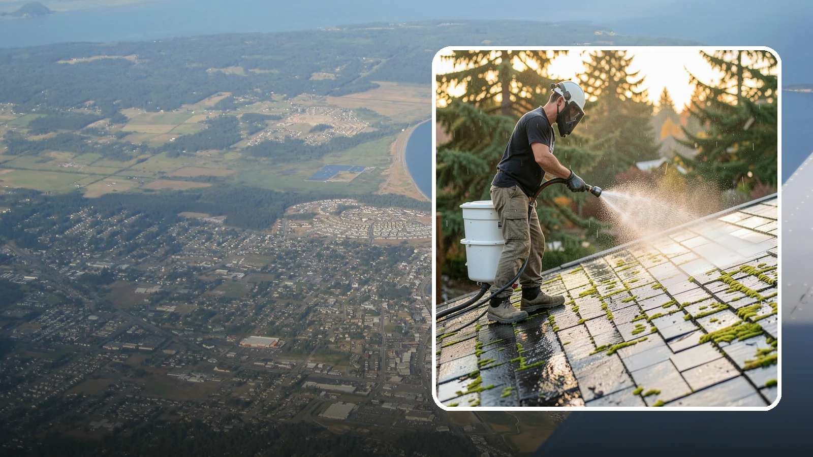 Tile Roof Cleaning in Oak Harbor, Island County, WA - Detailed cleaning for concrete and clay tile roofs that clears moss and algae from every contour and valley.