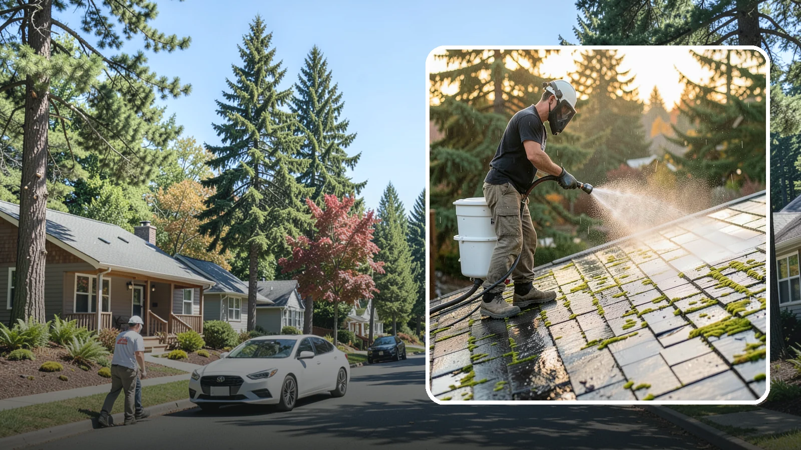 Tile Roof Cleaning in Orting, Pierce County, WA - Detailed cleaning for concrete and clay tile roofs that clears moss and algae from every contour and valley.