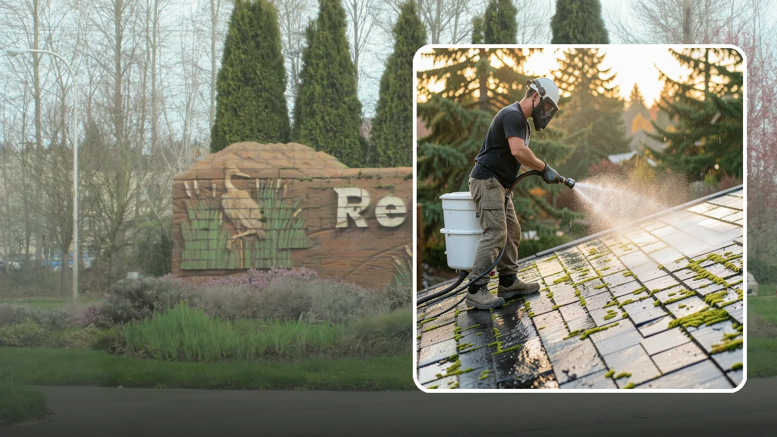 Tile Roof Cleaning in Renton, King County, WA - Detailed cleaning for concrete and clay tile roofs that clears moss and algae from every contour and valley.
