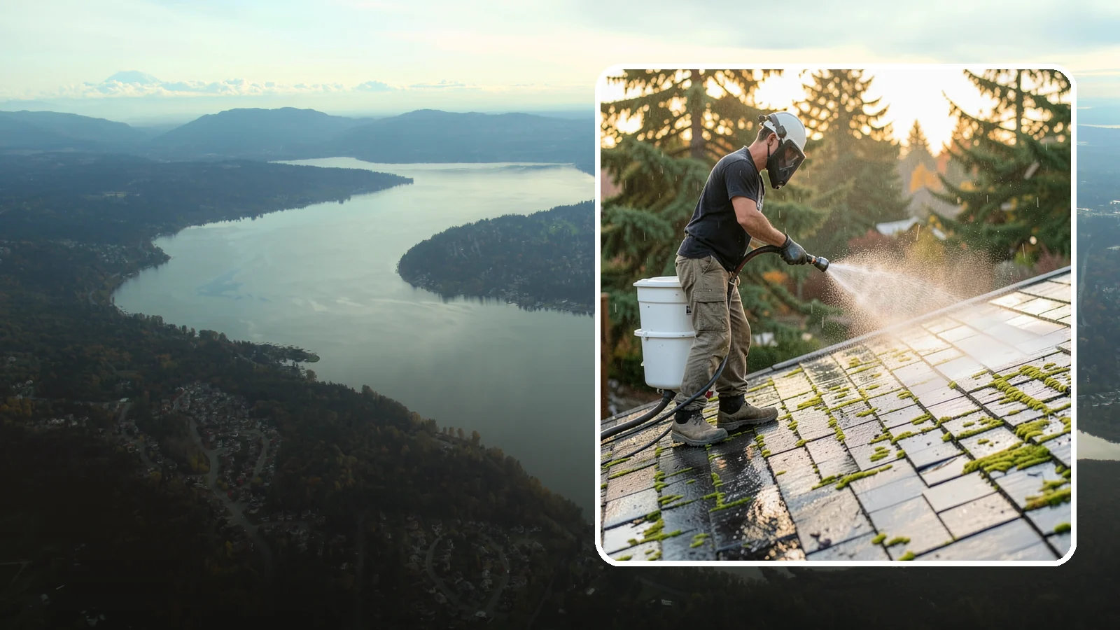 Tile Roof Cleaning in Sammamish, King County, WA - Detailed cleaning for concrete and clay tile roofs that clears moss and algae from every contour and valley.