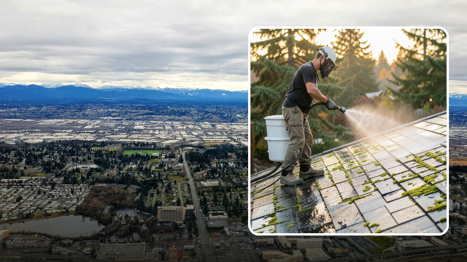 Tile Roof Cleaning in SeaTac, King County, WA - Detailed cleaning for concrete and clay tile roofs that clears moss and algae from every contour and valley.