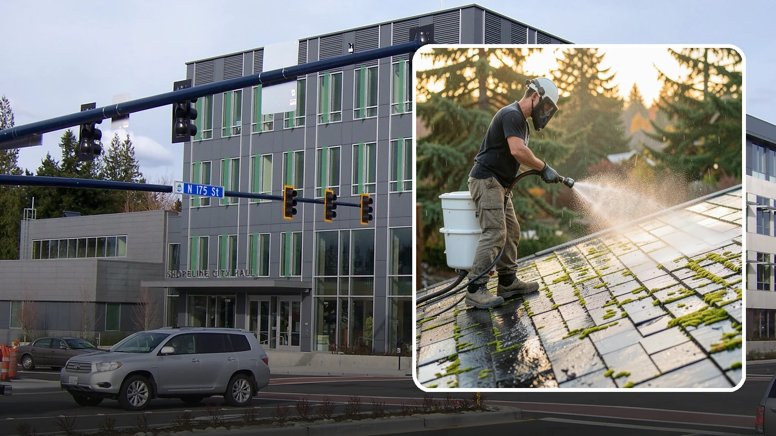 Tile Roof Cleaning in Shoreline, King County, WA - Detailed cleaning for concrete and clay tile roofs that clears moss and algae from every contour and valley.