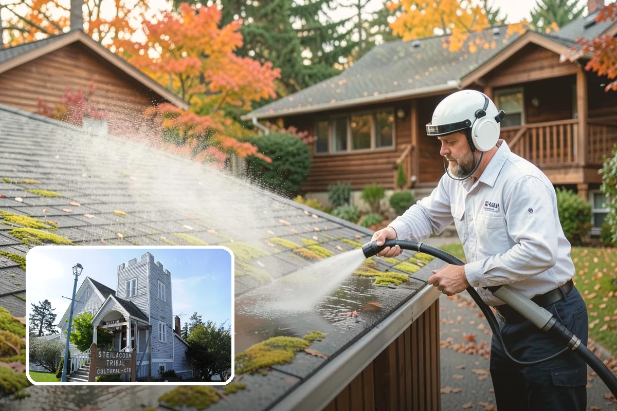 Tile Roof Cleaning in Steilacoom, Pierce County, WA - Clears moss and algae from porous tile without cracking the surface