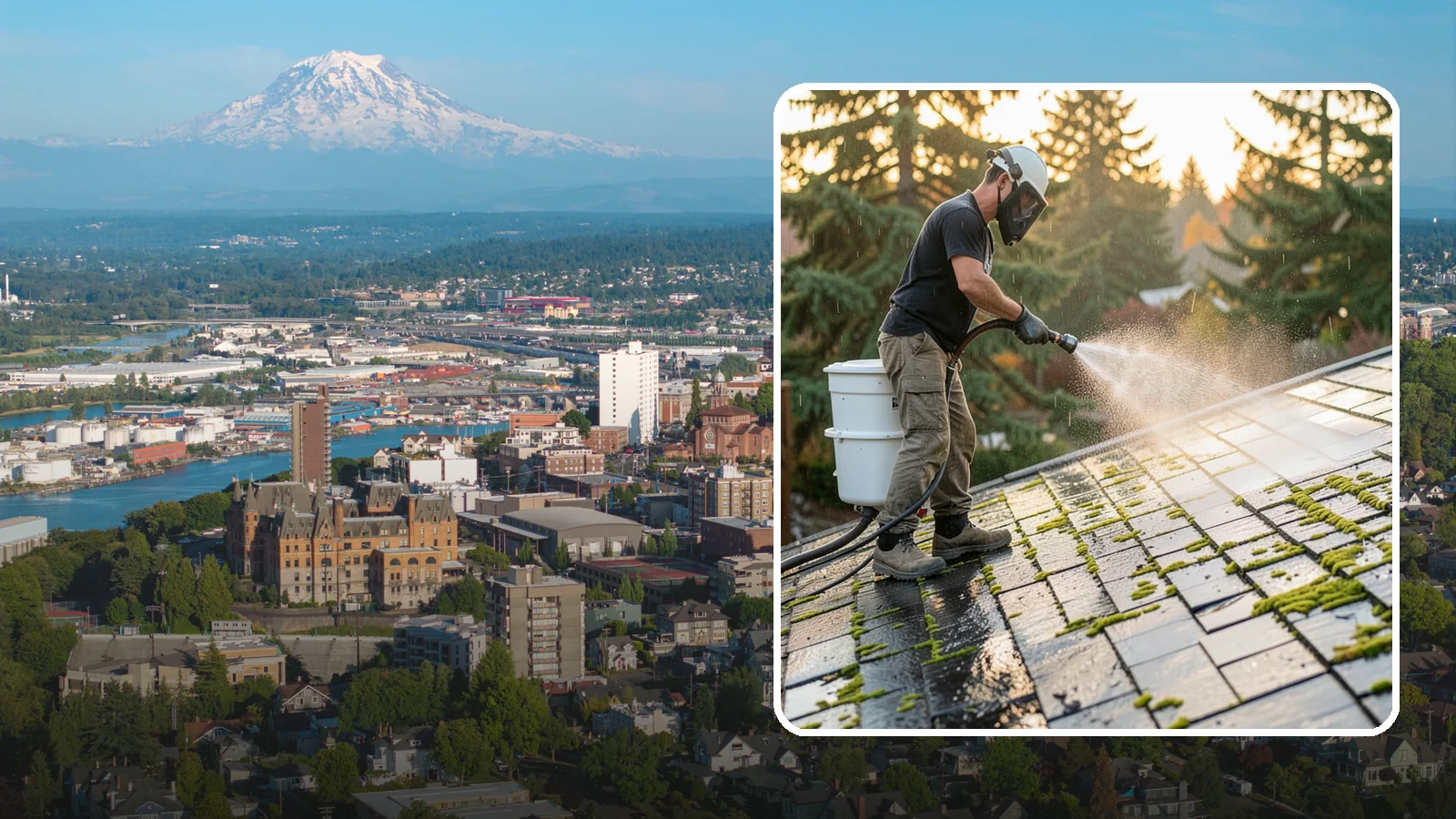 Tile Roof Cleaning in Tacoma, Pierce County, WA - Detailed cleaning for concrete and clay tile roofs that clears moss and algae from every contour and valley.